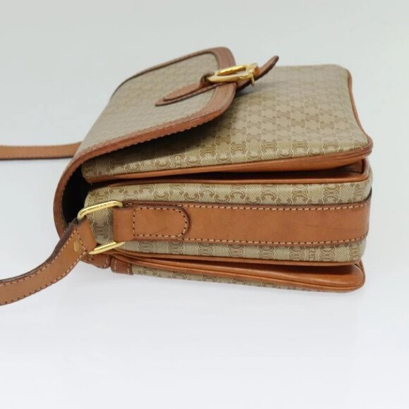 CELINE Macadam Canvas Shoulder Bag Beige Gold - Picture 3 of 16